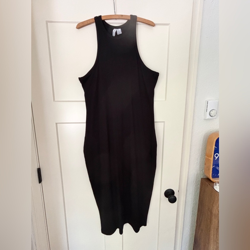 H&M black ribbed bodycon tank dress